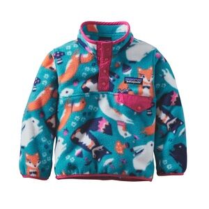 Patagonia Pink and Teal Baby Synchilla Fleece Jacket